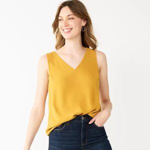 Nine West V-Neck Tank - Gold